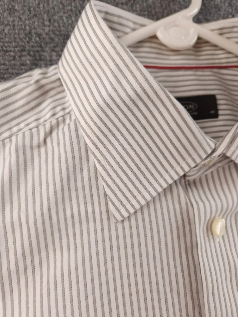 Eton Gray Cotton 17 Striped Button Up Long Sleeve Shirt Pocket Men Work Elegant